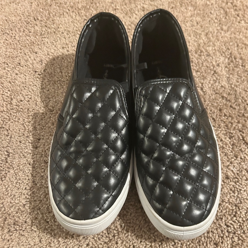 Quilted Black Slip-On Sneakers